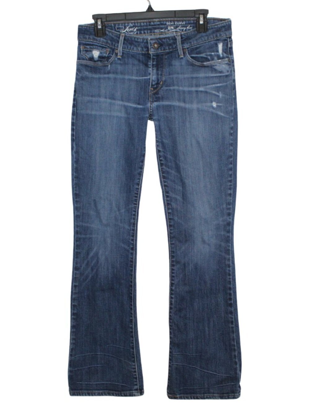 Y2K Levi's low rise demi curve skinny bootcut dark wash distressed
